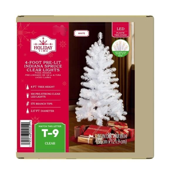 4 ft Pre-Lit Indiana Spruce White Valentine's Christmas Tree, Clear LED Lights - Picture 7 of 7